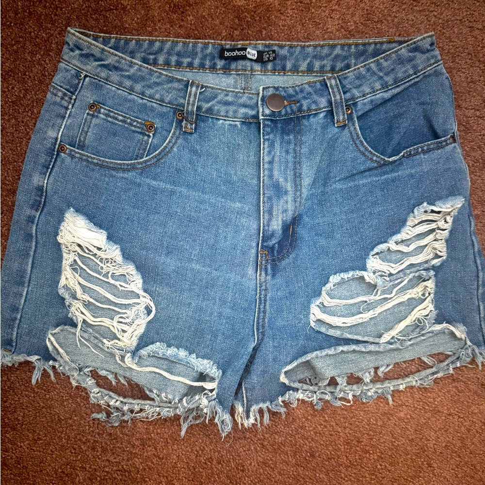 Blue Distressed Jean Shorts